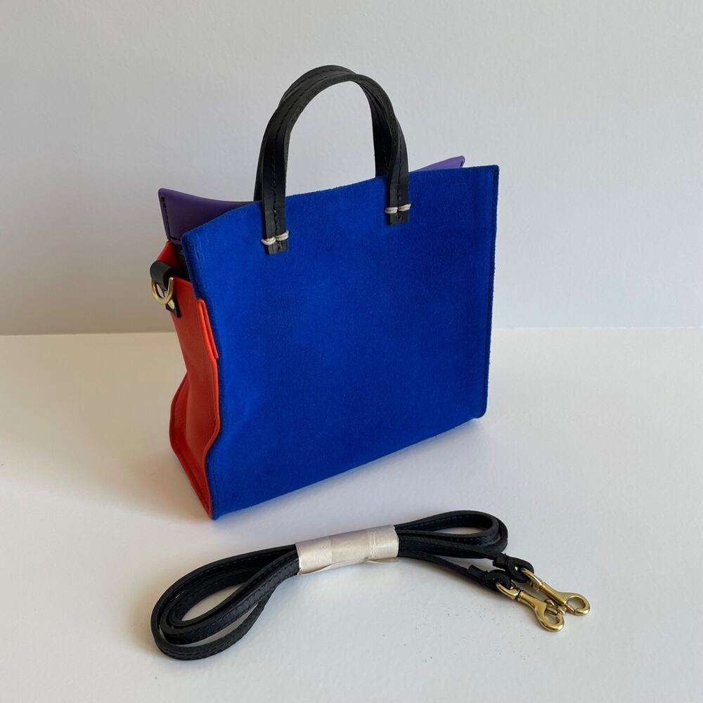 Clare V Simple Tote‎ Bebe Colorblock Suede Leather Crossbody Bag Multicolor